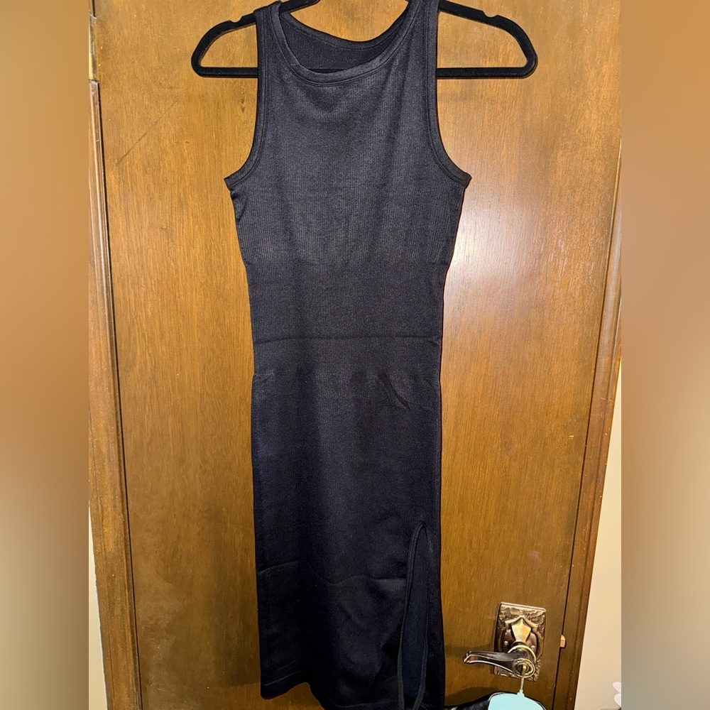 OQQ Black Sleeveless Bodysuit Dress, Size M